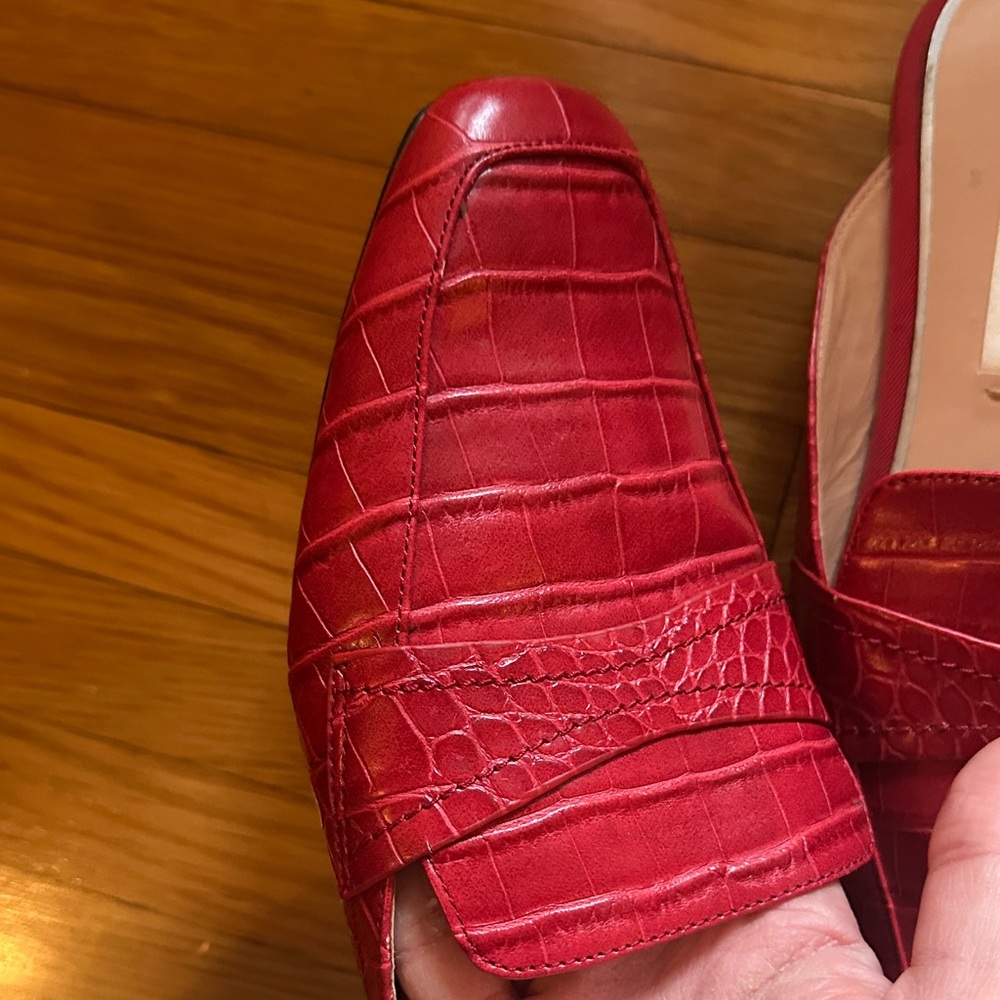 Zara Red Croc-Patterned Mules - image 3